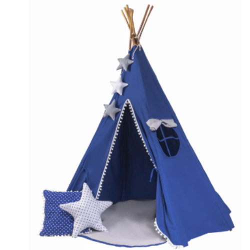 Tipi Bamboo Blanket House Play Crib Blue Indoor Outdoor